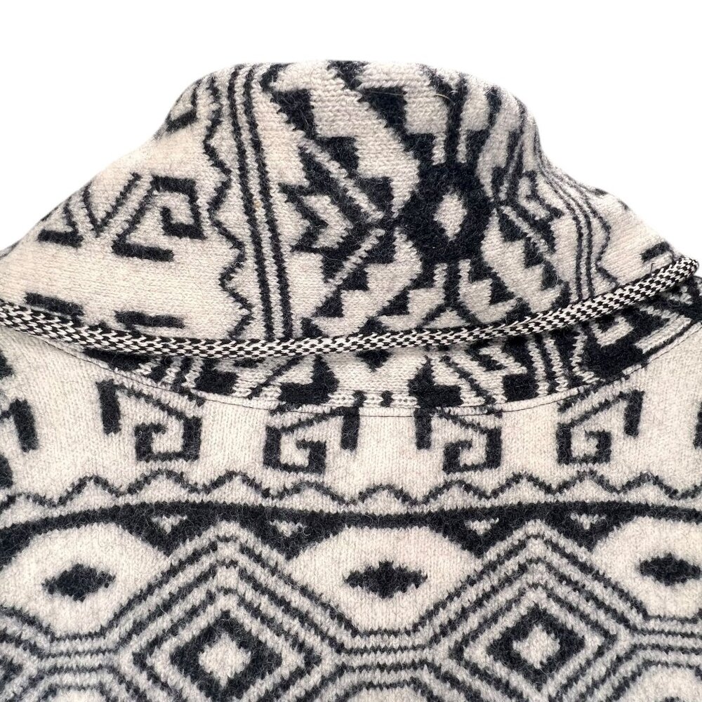 Veronica Beard Wool Sweater Jacket Shawl Collar Belt Aztec Tribal Jacquard Large - Picture 7 of 16